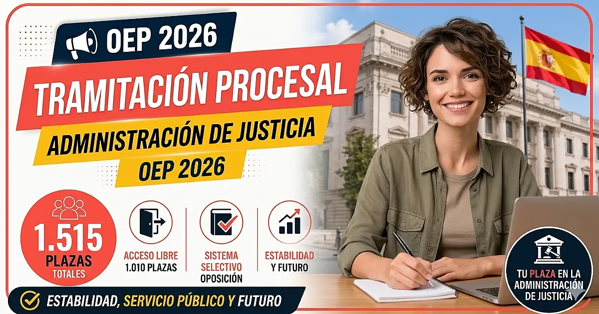 Tramitación Procesal y Administrativa 2026: 1.515 Plazas para Conseguir Estabilidad en Justicia